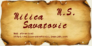 Milica Savatović vizit kartica